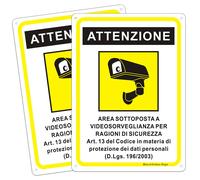 2Pz Segnali Videosorveglianza Segno Di Sicurezza Alluminio Segnale Di Pericolo,