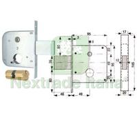 2PZ SERRATURA INFILARE CANCELLI CATENACCIO E SCROCCO + QUADRO CILINDRO TONDO 13: