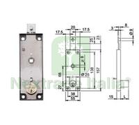 2PZ SERRATURA PER SERRANDE BASCULANTI CILNDRO FISSO QUADRO MANIGLIA 643 MM.157X: