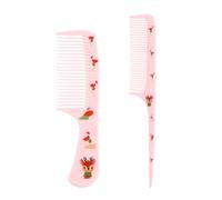 2pz Set di Graziosi Pettini per Capelli da Donna, Pettine a Denti Fini e Pettine a Coda Topo Mini Spazzola in Plastica per Donna Tutti i Tipi di Capelli (Cervo)