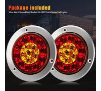 2pz/set Luci Freno Rosso+Giallo Tondo Argento Fanale Stop Coda per Camion