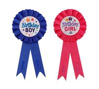 2pz Spille per Compleanno di Ragazzo e Ragazza, Bottone Buon Compleanno con Nastro Raso Decorazioni Feste per Feste di Donne e Uomini (Rosa, Blu)