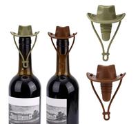 2pz Tappi per Vino a Forma Cappello Cowboy, Riutilizzabili Silicone per Champagne e Spumante Sigillanti Bottiglie a Prova Perdite Freschezz Graziosi Accessori Vino Bar Casa (Verde, Caffè)