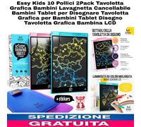 2pz Tavoletta Grafica Bambini Lavagnetta Cancellabile 10".Tablet x disegnare