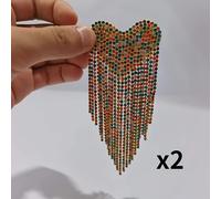 2Pz Toppe A Frange In Strass Lucido A Forma Di Cuore Applicabili Con Ferro