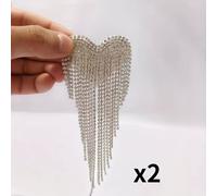2Pz Toppe A Frange In Strass Lucido A Forma Di Cuore Applicabili Con Ferro