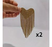 2Pz Toppe A Frange In Strass Lucido A Forma Di Cuore Applicabili Con Ferro