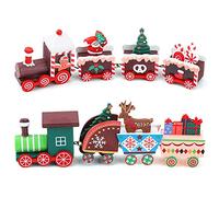 2pz Trenino natalizio in legno Mini Trenino di Natale in Legno Ornamenti di Legno in Miniatura di Natale Treno in Legno per Bambini Decorazioni per l'albero di Natale per Bomboniere Regali per l'asilo