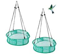 2pz Vassoio Raccogli-Semi Uccelli, 41,5cm Diametro Mangiatoia per Uccelli Sospesa Piattaforma Vassoio Rete con Cordini Design Antivento per Uso Esterno in Giardino Cortile e Prato