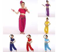2Pz Vestito da Danza del Ventre per Bambina con Paillettes Top+Pantaloni Abiti da Ballo Arabo Principessa Ragazze Vestiti Ragazza Dance Vestiti Indianisch Abito Danza del Ventre