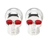 2PZ VITI TARGA MOTO UNIVERSALI ARGENTO TESCHIO CUSTOM BULLONI SKULL PLASTICA H0