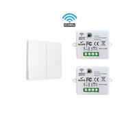 (2RC 1W) Interruttore luce intelligente wireless, pulsante autoalimentato, nessuna batteria richiesta, mini ricevitore