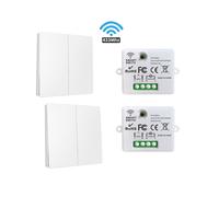 (2RC 2W) Interruttore luce intelligente wireless, pulsante autoalimentato, nessuna batteria richiesta, mini ricevitore