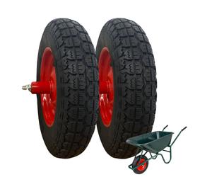 2RUOTE CARRIOLA PNEUMATICA 3.50-8(4PR)CON CUSCINETTI GOMME TASSELLATE ASSE 115mm