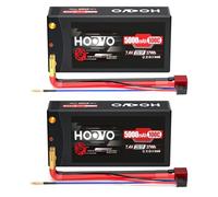 2S batterie Lipo 7,4 V 5000 mAh 100 C HardCase RC con Banana to Dean-T Style Plug Ricaricabile HOOVO per RC Auto Barca, Truck Truggy Hobby (2 pezzi)