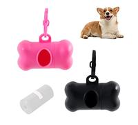 2scatole a forma di osso, sacchetti igienici per cani, sacchetti della spazzatura per cani impermeabili spessi con dispenser, capsule per sacchetti igienici (rosa rosa, nero)