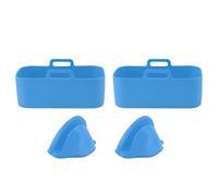 2Set di pentole in silicone rettangolari per friggitrice, fodere per friggitrice per DZ201 Foodi 8QT, cestello in silicone antiaderente con clip per le mani, calore fino a 450 °F, (Blu)