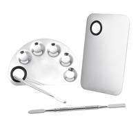 2Set Tavolozza Trucco Professionale in Acciaio Inox con Spatola per Make-Up | Tavolozza di Miscelazione del Trucco, per Miscelare Fondotinta Correttore Rossetto Pigmenti e Smalto per Nail Art