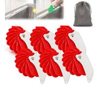 2sets 9 in 1 Seam Tool, ABS Folding Smooth Seam Tool, 9-in-1 Multifunctional Design Combines Spatulas, Caulking Tools, for Grout and Sealant Application Doors and Windows, No wastage (6pcs,Red)