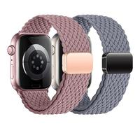 2ST Cinturino Geflochtens Solo Loop per Apple Watch 44mm 45mm Ultra/2 49mm 40mm 41mm 38mm Uomo/Donna, Fascia In Nylon Magnetica Estensibile Per Bracciale iWatch Serie 9 8 7 6 5 4 3 2 1 SE SE2,Pack15