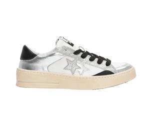 2Star Scarpe Enjoy Star Sneakers Casual Donna Pelle Bianco/Argento 37