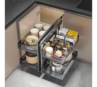 2Tier Blind Corner Cabinet PullOutRetrattile Cucina Sto Rack per Ses & Piatti Sinistra e Destra Aperto CatibleMassimizza l'efficienza dello spazio