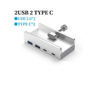 (2USB 2 TIPO C) Dock station esterna in alluminio a 4 porte HUB clip USB 3.0 tipo C con alimentatore