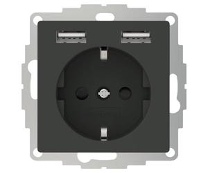 2USB 2U - 449338 presa Schuko con protezione bambini, colore: bianco