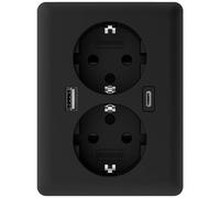 2USB 2U-449719 Presa da incasso con USB-C®, con uscita di ricarica USB Nero (o