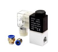 2V025-08 Normally Closed 12V 24V 220V 1/4" 2 Way 2 Position Air Solenoid Valve Pneumatic Control Valve AUOQKQUT(DC24V,With 4mm fittings)