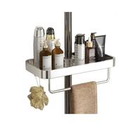 2WFYJNITP Organizer Mensola portaoggetti for doccia, organizer for doccia da bagno con barra portasciugamani e 2 ganci, organizer regolabile in alluminio for appendere la doccia per Shampoo(Silver)