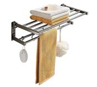 2WFYJNITP Organizer Portasciugamani pieghevole, mensola portasciugamani a parete, portasciugamani for bagno per Shampoo(Grande)