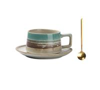 2WFYJNITP Tazze da tè Tazza da caffè in ceramica, for tè al latte commerciale, con fiocchi d'avena, modello retrò, for casa e ristorante, piattino cucchiaio per il latte
