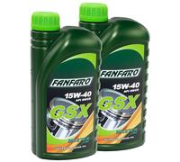 2X 1 Litro FANFARO Olio Motore GSX 15W-40 API SN/CH-4 Universale Per Motori PKW