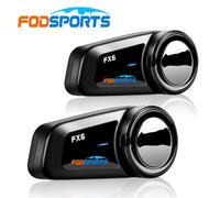 2X 1000M FX6 INTERFONO HEADSET AURICOLARE BLUETOOTH IMPERMEABILE PER CASCO MOTO