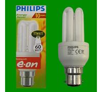 2X 11W (=60W) Philips Lampadine CFL A Risparmio Energetico A Bastone BC B22