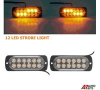 2X 12 LED Strobe Light Bar Amber Truck Hazard Beacon Flash Warn Emergency Lamp