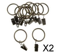 2X 12 Pezzi Anelli Per Tende In Metallo Con Clip Bronzo 32 Mm