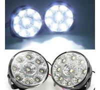 2x 12V LUCI DIURNE FARI FENDINEBBIA AUTO ROTONDE UNIVERSALI DAYTIME DRL 9 LED