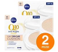 2x 15g - NIVEA Q10 PLUS Crema Viso Anti Age Rughe Cushion 3 in 1 Light Medium