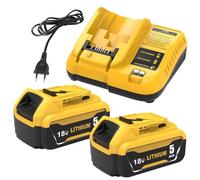2X 18V 5.0Ah sostituzione per Dewalt batteria +3A Caricabatterie compatibile con Dewalt batteria DCB200 DCB180 DCB181 DCB182 DCB184 DCB185 DCB201 DCB204