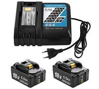 2x 18V 5.5Ah Batteria di ricambio agli ioni di litio Compatibile con Makita 18Volt BL1850B BL1830 BL1850 BL1860B con indicatore LED con kit caricabatterie