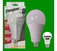 2X 24.9W (=200W) Energizer Grande 110Mm GLS ES E27 Lampadina LED 2700K
