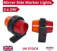 2x 24V LED Rosso Arancione NEON Specchio Laterale Segnapasso Luci Camion Rimo...