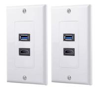 2X 2Port + USB 3.0 Femmina Parete Pannello Frontale Presa Presa Estensore Bianco