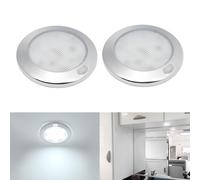 2x 3" Lampada LED da 12V Plafoniera di Luce per Auto Camper Barca Cabina Cromo [EEK: E]