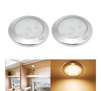 2x 3" Lampada LED da 12V Plafoniera di Luce per Auto Camper Barca Cabina Cromo [EEK: E]