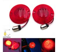 2X 3 " Rosso Giro Signal 1156 LED Inserti Con Lente Cover Per Harley Touring