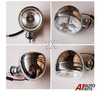 2x 4 " Faro Nebbia Cromo 12v 55w Anteriore Alogeno Cerchio Rotondo Lampada Auto
