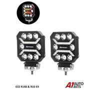 2X 4 Inch LED Rosso Bianco Ambra Lavoro Luce Post. Rimorchio Retro Retronebbia